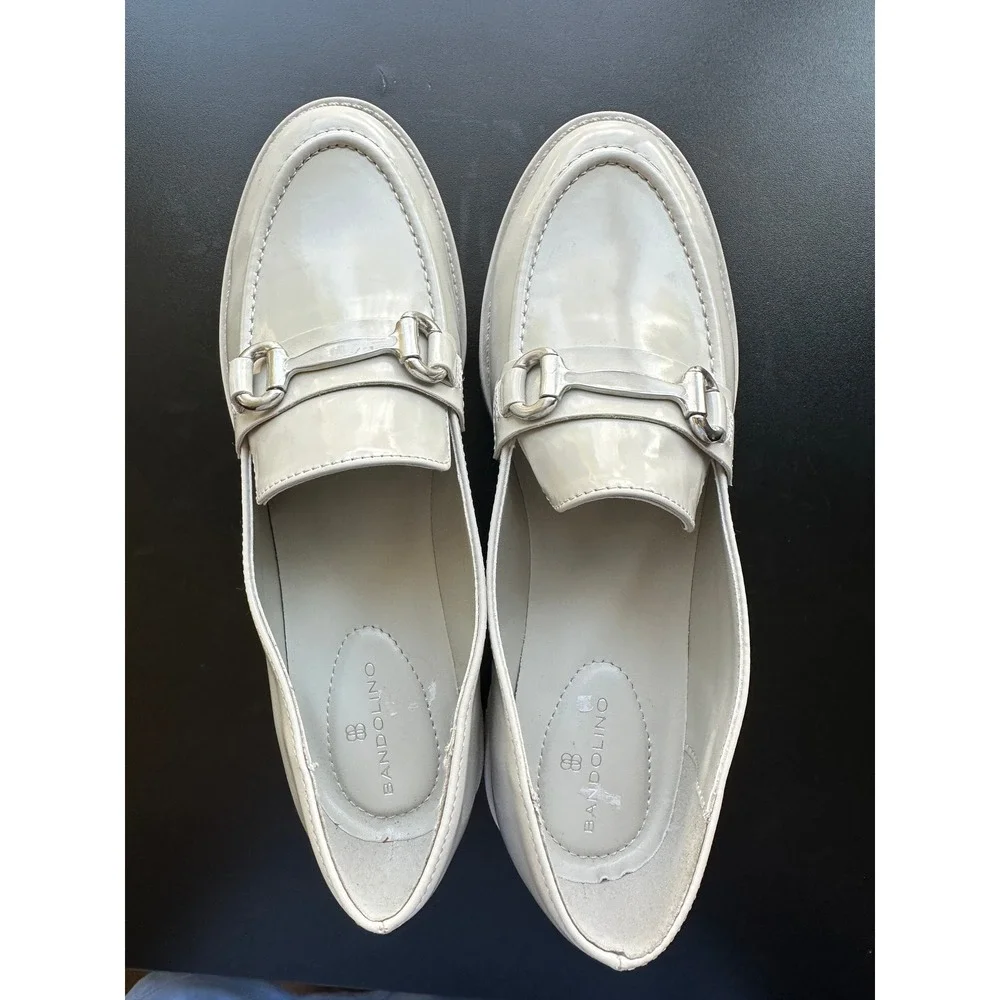 Bandolino Loafers Cream Bit Lug Sole Preppy Academia Minimalist 8.5 M Work